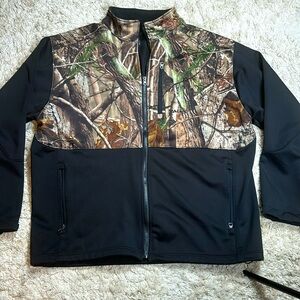 Tag Safari Outdoor Mens Black and Camo Soft Shell Full Zip Jacket Size XL